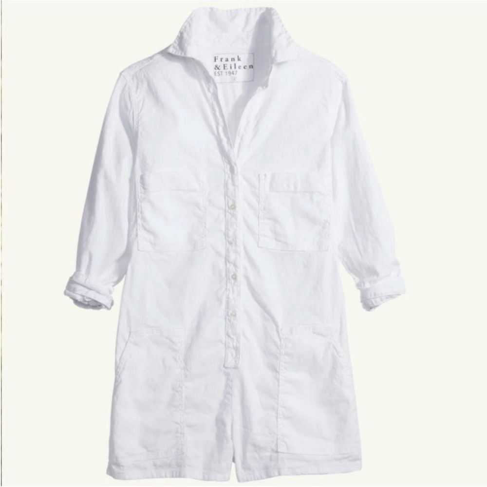 Frank & Eileen Ireland White Flax Linen Long Sleeve Casual Romper Playsuit XXS